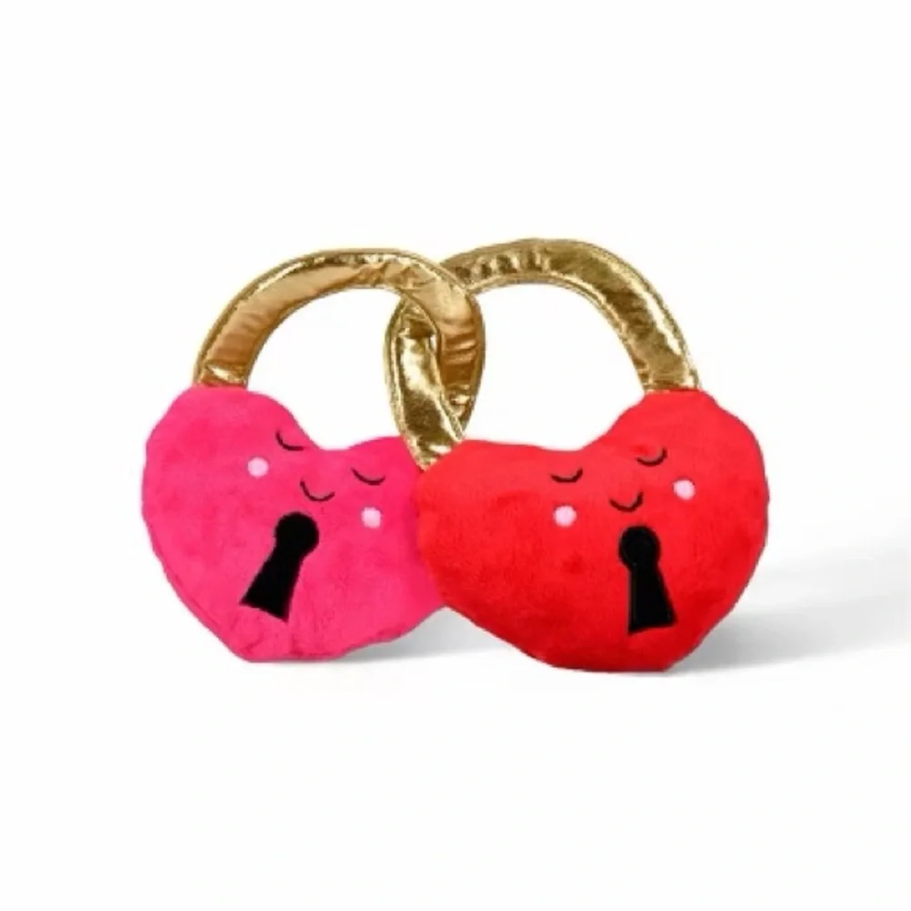 Target Valentine's Plush Set of 3 Cat, Bulldog & Heart padlock